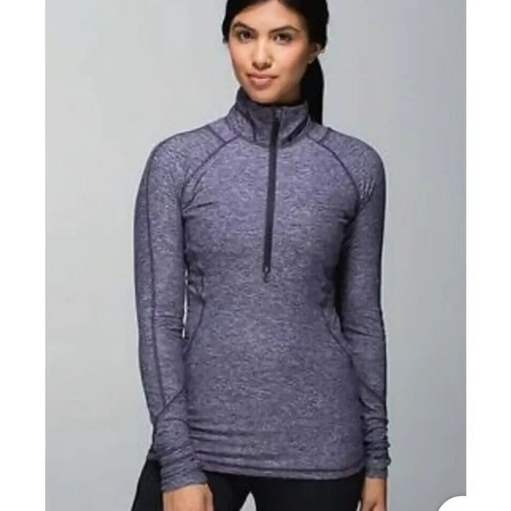 Lululemon Race Your Pace 1/2 Zip Hyper stripe Mauvelous Long Sleeve Top Size 4